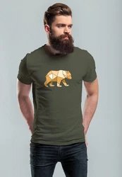 Neverless Herren Print-Shirt mit Grafik-Print Braun/Dunkelgrün/Khaki