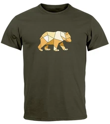 Neverless Herren Print-Shirt mit Grafik-Print Braun/Dunkelgrün/Khaki