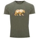 Neverless Print-Shirt Herren Vintage Shirt mit Aufdruck Grafik Outdoor Polygon Motive Braun/Dunkelgrün