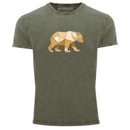 Print-Shirt Herren Vintage Shirt Br Aufdruck Grafik Outdoor Polygon Motive mit Print