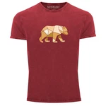 Neverless Print-Shirt Herren Vintage Shirt mit Aufdruck Grafik Outdoor Polygon Motive Braun/Rot/Dunkelrot/Bordeaux