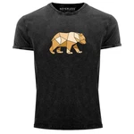 Neverless Print-Shirt Herren Vintage Shirt mit Aufdruck Grafik Outdoor Polygon Motive Braun