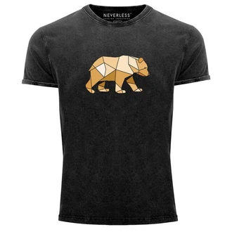 Neverless Print-Shirt Herren Vintage Shirt mit Aufdruck Grafik Outdoor Polygon Motive