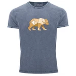 Neverless Print-Shirt Herren Vintage Shirt mit Aufdruck Grafik Outdoor Polygon Motive Braun/Blau/Hellblau