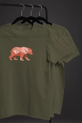 Neverless Print-Shirt Herren T-Shirt Polygon Grafik Br Outdoor Motive Printshirt Natur Braun/Dunkelgrün