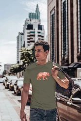 Neverless Print-Shirt Herren T-Shirt Polygon Grafik Br Outdoor Motive Printshirt Natur Braun/Dunkelgrün