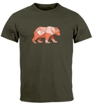 Neverless Print-Shirt Herren T-Shirt Polygon Grafik Br Outdoor Motive Printshirt Natur Braun/Dunkelgrün