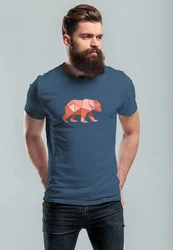 Neverless Print-Shirt Herren T-Shirt Polygon Grafik Br Outdoor Motive Printshirt Natur Braun/Hellblau/Blau