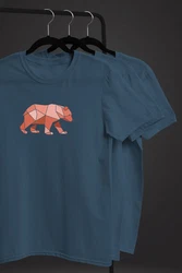 Neverless Print-Shirt Herren T-Shirt Polygon Grafik Br Outdoor Motive Printshirt Natur Braun/Hellblau/Blau