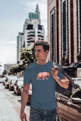 Neverless Print-Shirt Herren T-Shirt Polygon Grafik Br Outdoor Motive Printshirt Natur Braun/Hellblau/Blau
