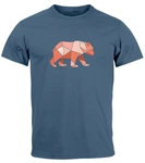 Neverless Print-Shirt Herren T-Shirt Polygon Grafik Br Outdoor Motive Printshirt Natur Braun/Hellblau/Blau