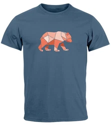 Neverless Print-Shirt Herren T-Shirt Polygon Grafik Br Outdoor Motive Printshirt Natur Braun/Hellblau/Blau