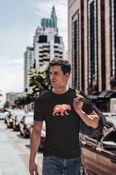 Neverless Print-Shirt Herren T-Shirt Polygon Grafik Br Outdoor Motive Printshirt Natur Braun