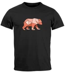 Neverless Print-Shirt Herren T-Shirt Polygon Grafik Br Outdoor Motive Printshirt Natur Braun