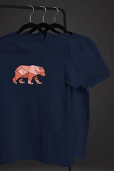 Neverless Print-Shirt Herren T-Shirt Polygon Grafik Br Outdoor Motive Printshirt Natur Braun/Dunkelblau/Blau