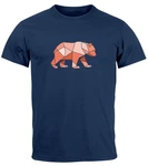 Neverless Print-Shirt Herren T-Shirt Polygon Grafik Br Outdoor Motive Printshirt Natur Braun/Dunkelblau/Blau