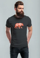 Neverless Print-Shirt Herren T-Shirt Polygon Grafik Br Outdoor Motive Printshirt Natur Braun