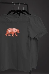 Neverless Print-Shirt Herren T-Shirt Polygon Grafik Br Outdoor Motive Printshirt Natur Braun