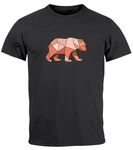 Neverless Print-Shirt Herren T-Shirt Polygon Grafik Br Outdoor Motive Printshirt Natur Braun