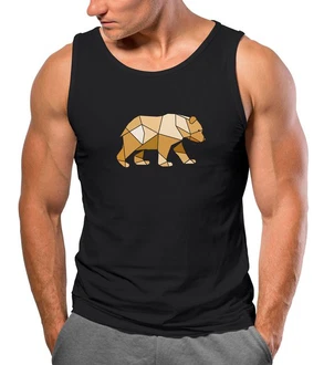 Neverless Tanktop Herren Tank-Top Grafik Outdoor Polygon Motive Printshirt mit Print Braun