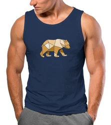Neverless Tanktop Herren Tank-Top Grafik Outdoor Polygon Motive Printshirt mit Print Braun/Dunkelblau/Blau