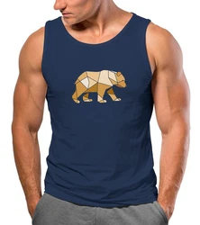 Neverless Tanktop Herren Tank-Top Grafik Outdoor Polygon Motive Printshirt mit Print Braun/Dunkelblau/Blau