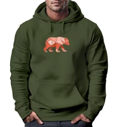 Neverless Hoodie Herren Polygon Grafik Outdoor Motive Fashion Dunkelgrün/Braun