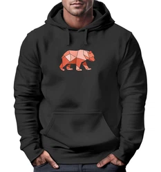 Neverless Hoodie Herren Polygon Grafik Outdoor Motive Fashion Braun/Schwarz