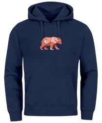 Neverless Hoodie Herren Polygon Grafik Outdoor Motive Fashion Braun/Dunkelblau