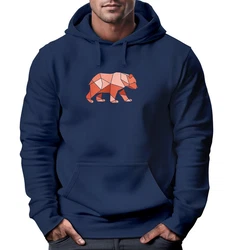 Neverless Hoodie Herren Polygon Grafik Outdoor Motive Fashion Braun/Dunkelblau