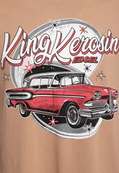 KingKerosin Print-Shirt Edsel mit Classic Car Artwork Braun/Rot/Khaki/Beige