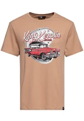 KingKerosin Print-Shirt Edsel mit Classic Car Artwork Braun/Rot/Khaki/Beige