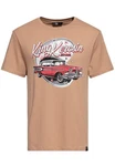 KingKerosin Print-Shirt Edsel mit Classic Car Artwork Braun/Rot/Khaki/Beige