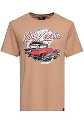 KingKerosin Print-Shirt Edsel mit Classic Car Artwork Braun/Rot/Khaki/Beige