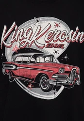 KingKerosin Print-Shirt Edsel mit Classic Car Artwork Dunkelrot/Schwarz/Rot/Creme