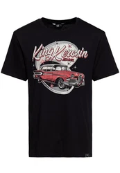 KingKerosin Print-Shirt Edsel mit Classic Car Artwork Dunkelrot/Schwarz/Rot/Creme