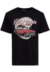KingKerosin Print-Shirt Edsel mit Classic Car Artwork Dunkelrot/Schwarz/Rot/Creme