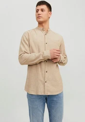 JACK & JONES Hemd JJEBand Komfort Fit Freizeithemd Beige/Khaki/Braun/Weiß