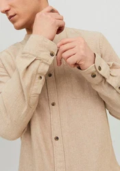 JACK & JONES Hemd JJEBand Komfort Fit Freizeithemd Beige/Khaki/Braun/Weiß