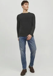 JACK & JONES Pullover JJEMATT KNIT CREW NECK schwarz