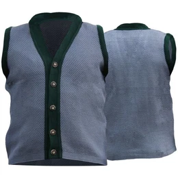 Strickweste STKW001 Grey/Green Trachten Janker Strickweste Tracht Weste grau/grn