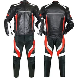 Motorradkombi GW408K-2tlg 2-teiler Motorradkombi Biker lederkombi Schwarz/Rot