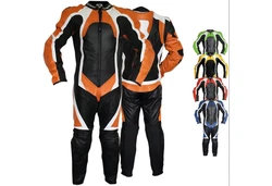 German Wear Motorradkombi Modell GW409K Einteiler Grün/Mischfarben/Orange/Grau/Schwarz/Rot