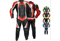 German Wear Motorradkombi Modell GW409K Einteiler Mischfarben/Grün/Schwarz/Rot/Grau