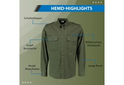 German Wear Trachtenhemd OJ9 - 2PZ Herren Jagdhemd Jäger Hemd Trachtengrün/Dunkelgrün (OJ9 - 2PZ)