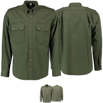 German Wear Trachtenhemd OJ9 - 2PZ Herren Jagdhemd Jäger Hemd Trachtengrün/Dunkelgrün (OJ9 - 2PZ)