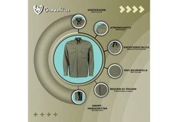 German Wear Trachtenhemd OJ9 - 2PZ Herren Jagdhemd Jäger Hemd Trachtengrün/Dunkelgrün