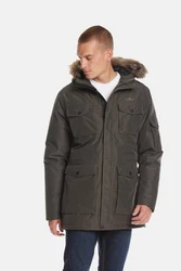 Jeff Green Daunenmantel Mason Dunkelgrün/Khaki/Grau