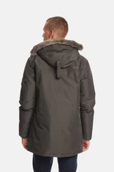 Jeff Green Daunenmantel Mason Dunkelgrün/Khaki/Grau