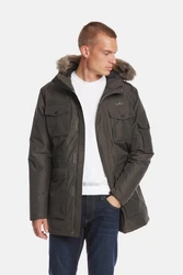 Jeff Green Daunenmantel Mason Dunkelgrün/Khaki/Grau